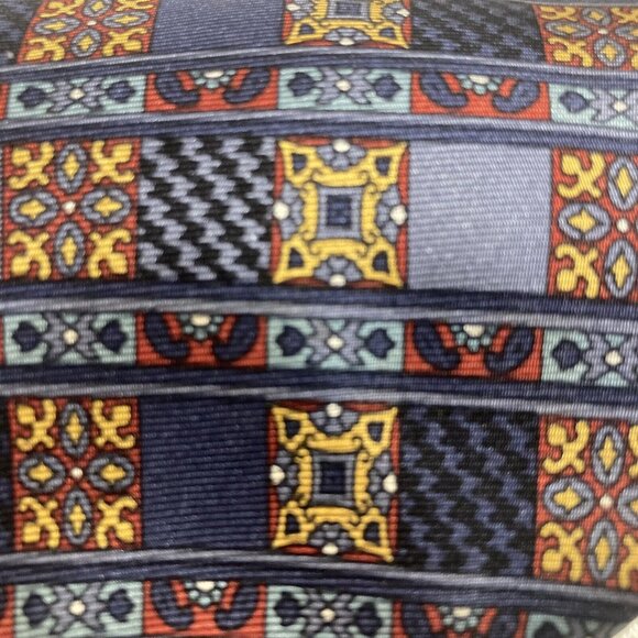 Henri Christian Men’s Silk Necktie Extra Long Multicolor With Geometric Pattern. - Picture 2 of 5